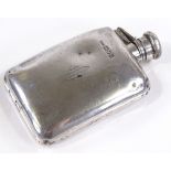 An Asprey & Co silver curved hip flask, hallmarks London 1911, height 11.5cm (A/F)