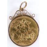 An 1898 gold sovereign in 9ct gold pendant mount, 9.2g total