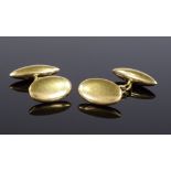 A pair of 18ct gold oval cufflinks, panel length 18.9mm, 8.3g