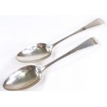 A pair of Old English pattern silver serving spoons, by Thomas Wilkes Barker, hallmarks London 1807,