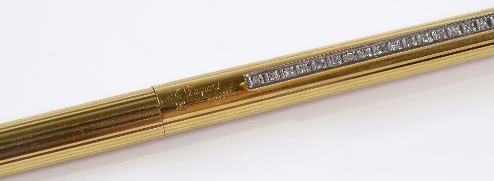 A Dupont gold plated Ballpoint pen with diamond set clip, total diamond content approx 0.5ct - Image 2 of 3