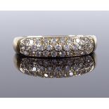 A 9ct gold triple-row diamond cluster ring, setting height 4.6mm, size M, 2.1g