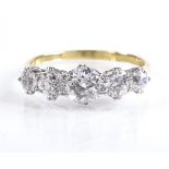 An 18ct gold 5-stone diamond ring, central diamond approx 0.62ct, total diamond content approx 1.