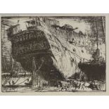 Frank Brangwyn, lithograph, circa 1900, breaking up the Caledonia, published by The Studio, image