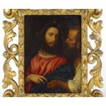 Albert Krafft, 18th century oil on copper, Christ with Judas, signed verso, 10" x 7", original