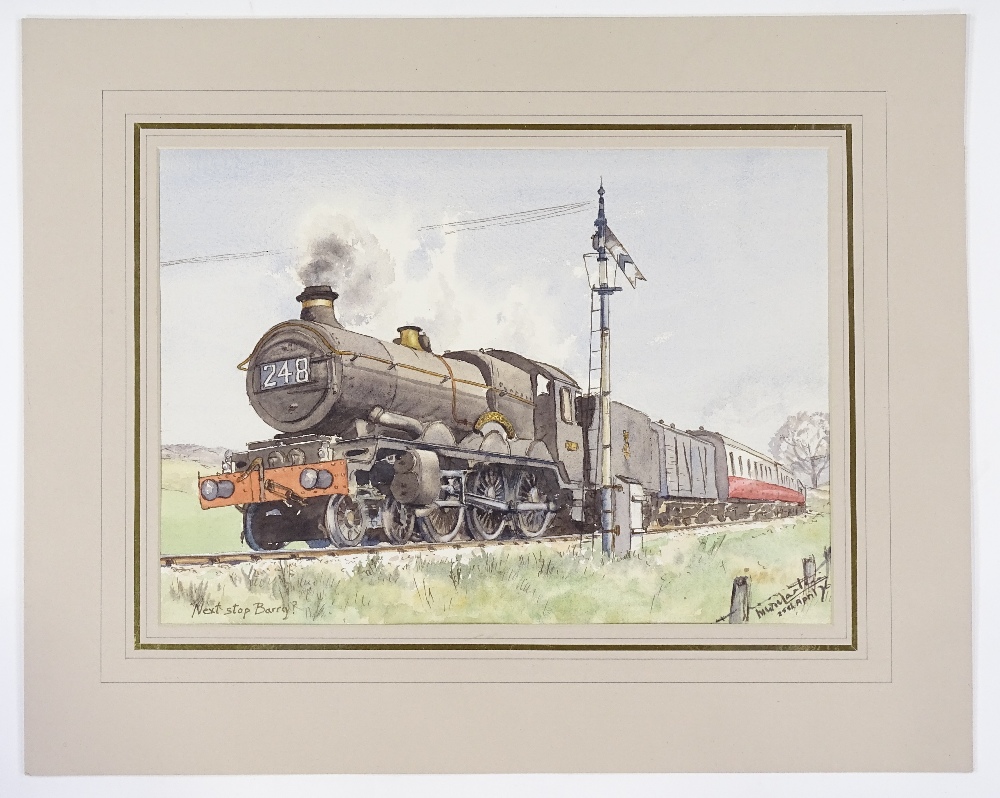 Maurice Martin, watercolour, steam locomotive, 10" x 14", mounted - Image 3 of 4