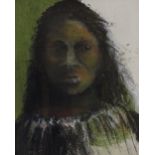 Mid-20th century coloured pastels on paper, portrait of a native child, unsigned, 12" x 10", framed