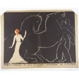 Paul Iribe (1883 - 1935), Art Deco lithograph, fashion study, sheet size 13.5" x 18", unframed