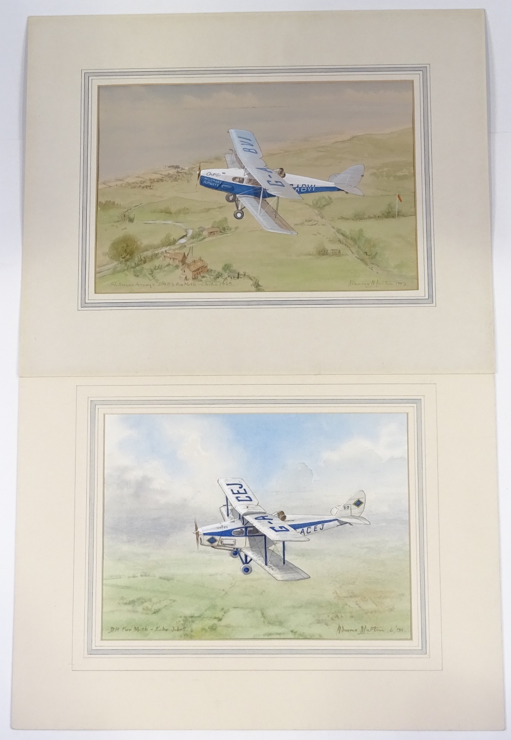 Maurice Martin, 6 watercolours, aircraft studies, 9" x 13", mounted (6) - Image 2 of 4