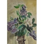 Circle of Jacob Epstein, watercolour, circa 1930s, still life flowers, indistinctly signed, 14" x