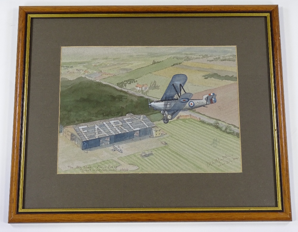 Maurice Martin, 4 watercolours, aircraft studies, circa 1980s, 9" x 13" (1 framed) - Image 4 of 4