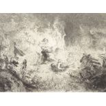 Fernand Cormon (1845 - 1924), etching, ritualistic orgy scene, signed in pencil 1902, image size 7.