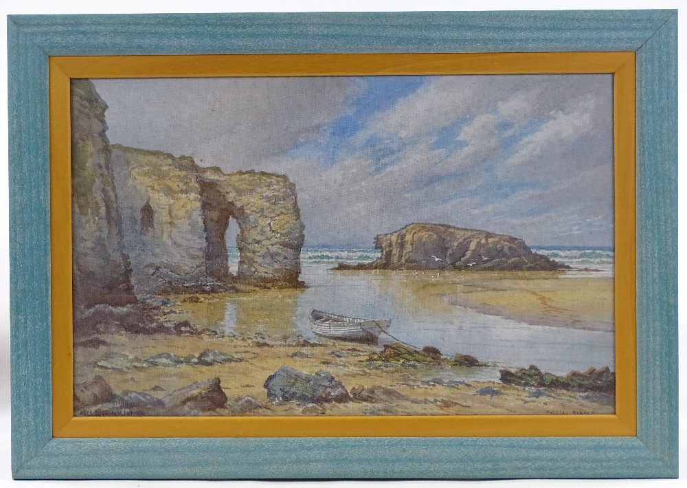 Douglas Pinder (1886 - 1949), watercolour, Arch Rock Perranporth Cornwall, 12" x 18", framed - Image 2 of 5