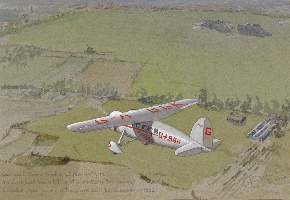 Maurice Martin, 6 watercolours, aircraft studies, 9" x 13", mounted (6) - Image 4 of 4