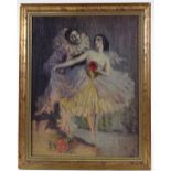 Early 20th century oil on canvas, Pierrot Ballet, indistinctly signed, dated 1919 on stretcher,
