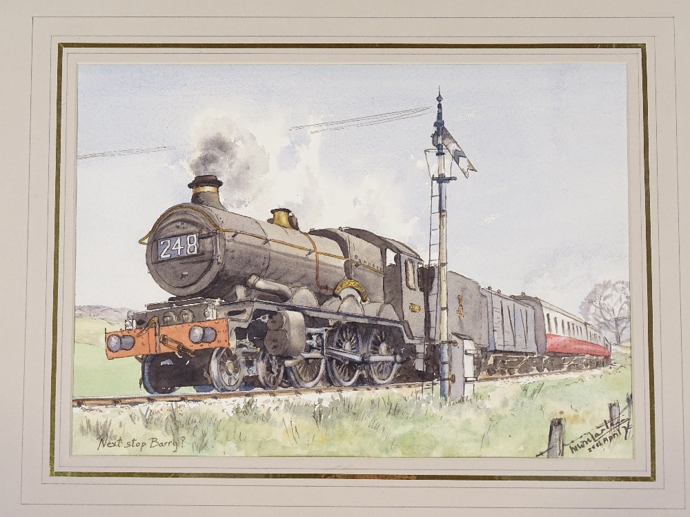 Maurice Martin, watercolour, steam locomotive, 10" x 14", mounted - Image 2 of 4