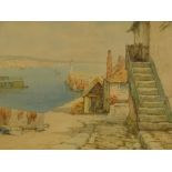 L Mortimer, pair of watercolours, Cornish Harbour scenes, 15" x 21", framed