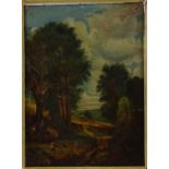 Follower of John Constable, 19th century oil on canvas, the cornfield, unsigned, 12" x 9", framed