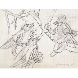 Marie Vorobieff Marevna (1892 - 1984), pencil / ink on paper, birds in a tree, circa 1920s, sheet