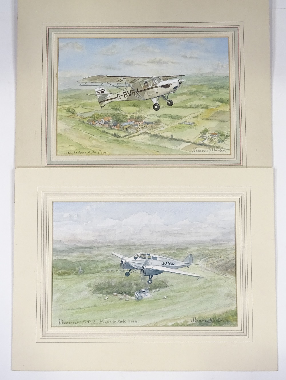 Maurice Martin, 6 watercolours, aircraft studies, 9" x 13", mounted (6)