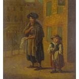 18th / 19th century oil on copper, street urchins, unsigned, 7" x 5.5", unframed