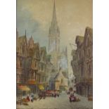 Paul Braddon (1864 - 1938), watercolour, Continental street scene, signed, 30" x 20", framed