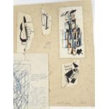 Eric Finlay, a group of ink drawings and a lithograph, mid-20th century abstract compositions