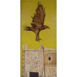 Michael Heckford, oil on board, eagle in flight, signed, 30" x 14", framed