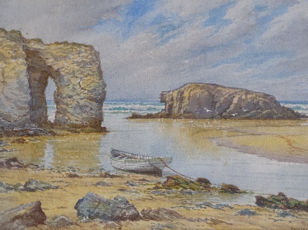 Douglas Pinder (1886 - 1949), watercolour, Arch Rock Perranporth Cornwall, 12" x 18", framed