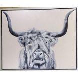 Clive Fredriksson, oil on canvas, Highland cow, 32" x 40", framed