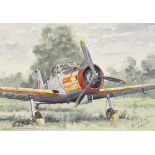 Maurice Martin, 4 watercolours, aircraft studies, circa 1980s, 9" x 13" (1 framed)
