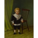 19th century oil on canvas, portrait of a child, unsigned, 24" x 19", framed