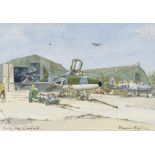 Maurice Martin, 3 watercolours, aircraft studies, circa 1990, 9" x 13", mounted