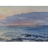 Roland Vivian Pitchforth (1895 - 1982), watercolour, boats at sea off Gibraltar, signed, 16" x