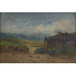 John Cuthbert Salmon, oil on board, country landscape, signed, 6.5" x 9.5", framed