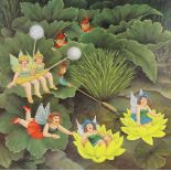 Beryl Cook, colour print, fairies and lilies, signed in pencil, numbered 475/650, published by