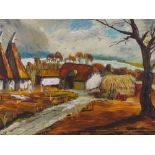 Rowland Suddaby (1912 - 1973), oil on canvas, a Suffolk farm, 23" x 28", framed