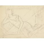 Marie Vorobieff Marevna (1892 - 1984), pencil drawing, reclining figure, 1929, sheet size 8" x 11.