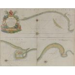 Antique hand coloured map of Burlington Bay Scarbrough and Hartlepoole, image size 17" x 22", and an