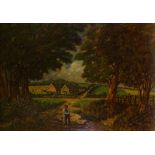 John Eatock, large oil on board, Lambley's Lane Worthing, 1986, 40" x 57", framed