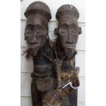 Carved wood African figures, height 26"