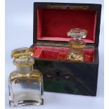 A pair of Antique gilded cut-glass scent bottle, boxed, length 4"