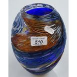 A signed Art glass vase by Helen Millard "fish swirl", height 8.75" (A/F)