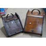 A Victorian mahogany coal box with liner, and another