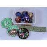 Cloisonne vases, enamelled dishes etc