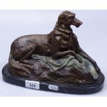 After Bonheur a sculpture of a dog on marble plinth, height 6.25"