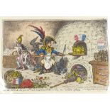 James Gillray, hand coloured political caricature engraving, published 1806, sheet size 10" x 15",