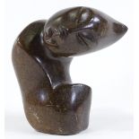 G Nyanhongo, carved soapstone abstract figure, height 7"