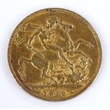 A 1910 gold sovereign