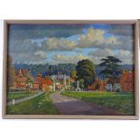 Philip Collingwood Priestley, oil on board, Cookham from the moor, 23" x 32", framed